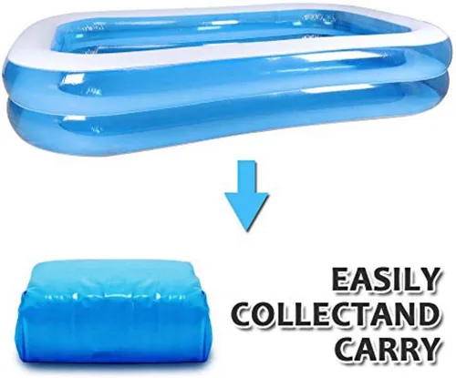 Vista 7 de Piscina inflable para niños, grande para niños, rectangular, para jardines, salpicaduras al aire libre, 78.7 x 59 x 19.7 pulgadas, azul