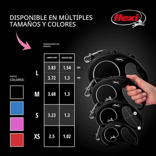 Vista 5 de FLEXI Correa Retráctil New Classic Cord para Perros Extra Pequeños de hasta 18 libras – 10 pies, Negro Correa para Caminar Mascotas Sin Enredos