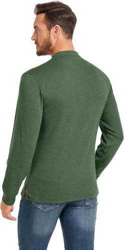 Vista 2 de TEREDIER Camisas Henley de manga larga para hombre, camisetas casuales con botones a la moda de otoño