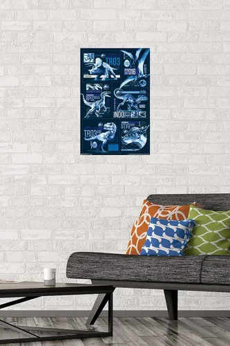 Vista 30 de Trends International Jurassic World: Fallen Kingdom - Póster de pared con cuadrícula, 14.725 x 22.375 pulgadas, versión enmarcada de madera