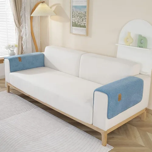 Vista 10 de Fundas de sofá de vellón sherpa suave y esponjoso, funda de sofá seccional de felpa cálida, funda antideslizante para sofá, protector de muebles