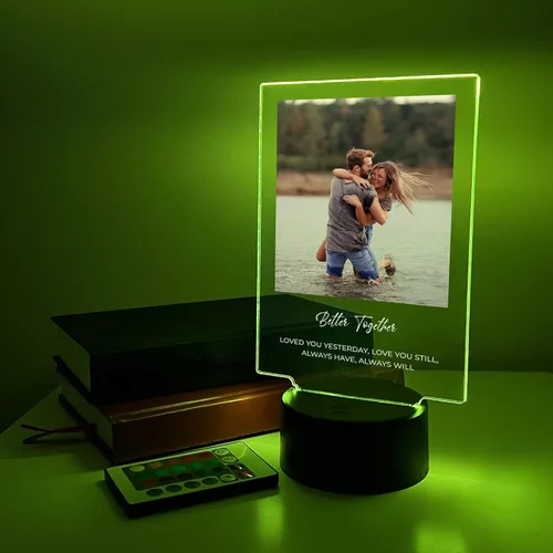Vista 2 de MIRROR MANIA Foto personalizada con cualquier nombre, cualquier imagen, soporte de luz LED, decoración del hogar, regalo para ella, él, aniversario