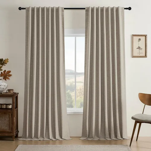 Vista 44 de Cortinas opacas de 54 pulgadas de largo para dormitorio, sala de estar, cortinas beige con aislamiento térmico, oscurecimiento de la habitación