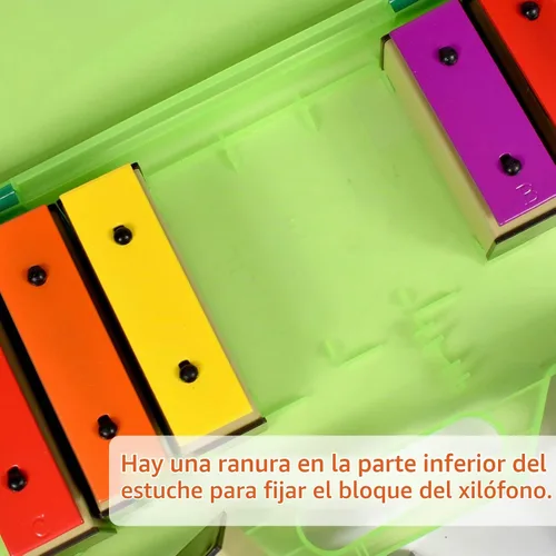 Vista 3 de ENNBOM Xilófono Glockenspiel 8 Notas Campanas de resonador cromático con estuche verde