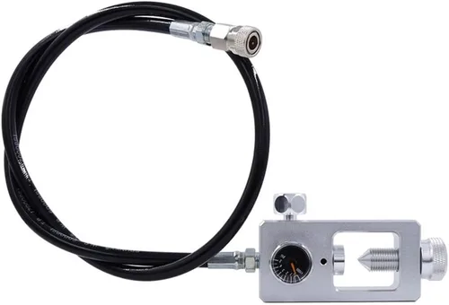 Vista 2 de Adaptador de buceo de válvula DIN 4500psi PCP Paintball HPA de alta presión Estación de llenado de tanque DN2 Manguera Mircrobore - Plata