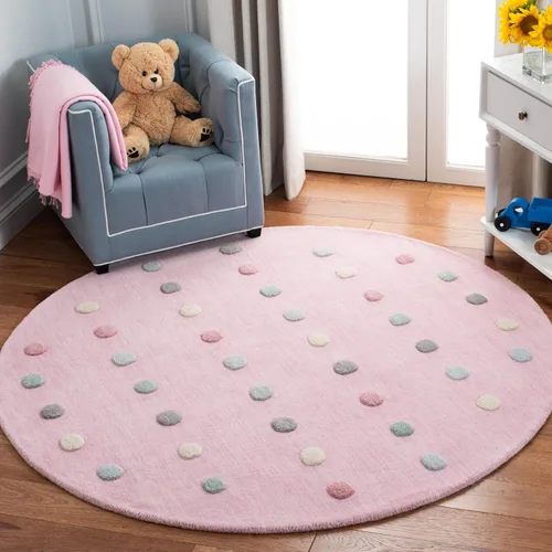 Vista 20 de SAFAVIEH Colección Kids - Alfombra decorativa de 3 x 5 pies, color gris, hecha a mano, de lana de lunares, ideal para zonas de alto tráfico