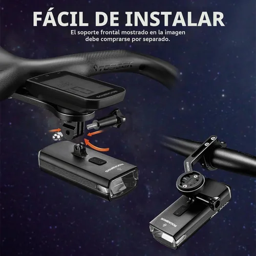 Vista 6 de ROCKBROS Luces de bicicleta de 10000 mAh USB-C recargables para bicicleta de noche - 3000 lúmenes brillantes luces de bicicleta - Más de 24 horas