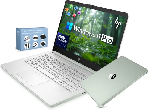 Vista 13 de HP Computadora portátil ultra ligera de 14 pulgadas 2026 Premium, MS Office, Copilot AI, CPU Intel de 4 núcleos, RAM DDR5 de 4 GB, almacenamiento