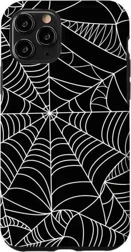 Vista 26 de iPhone 12/12 Pro blanco y negro araña web Único estuche de Halloween de Artsy moderno