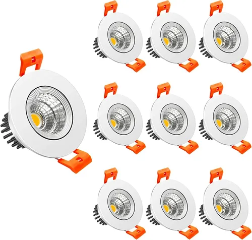 Vista 13 de LightingWill Downlight LED de 3 W, lámpara de techo empotrable de 2 pulgadas, 4000K-4500K blanco natural, foco COB regulable, ángulo de haz de 60°