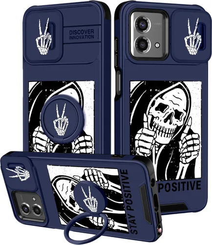 Vista 94 de Funermei Funda para Moto G Stylus 5G 2022, funda para teléfono con diseño de calavera de esqueleto para mujeres y niñas, diseño gótico, Como