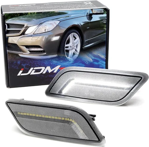 Vista 11 de iJDMTOY Luces LED de marcador lateral de parachoques delantero con lente semitransparente y ámbar Compatible con Mercedes W207 Clase E 2010-2013