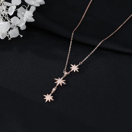 Vista 5 de SLUYNZ Collar con dije de estrella y circonita cúbica para mujeres y adolescentes de plata de ley 925