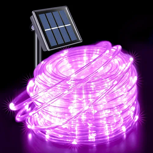 Vista 35 de JMEXSUSS 2 * 200 luces LED rosas solares tipo cuerda, 66 pies IP65 impermeables, luces solares de cadena para exteriores, 8 modos de luces navideñas