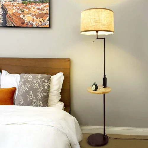Vista 9 de DLLT - Lámpara de pie LED para sala de estar, luz de acento de pie con puerto de carga USB, ahorro de energía, iluminación de poste alto con mesa