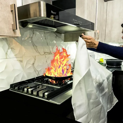 Vista 4 de SKAMZ Manta de emergencia contra incendios para el hogar y la cocina, tamaño XL, paquete de 2 unidades de 47 x 47 pulgadas con ganchos, manta