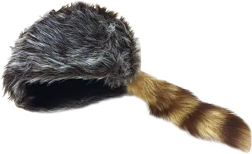 Vista 4 de Nekid Cow USA Authentic Davy Crockett Daniel Boone - Gorra de cola real, tamaño grande