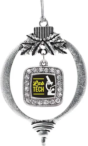 Vista 53 de Inspired Silver - Adorno con dije de reina de rodillo - Adornos navideños cuadrados de plata con joyas de circonita cúbica