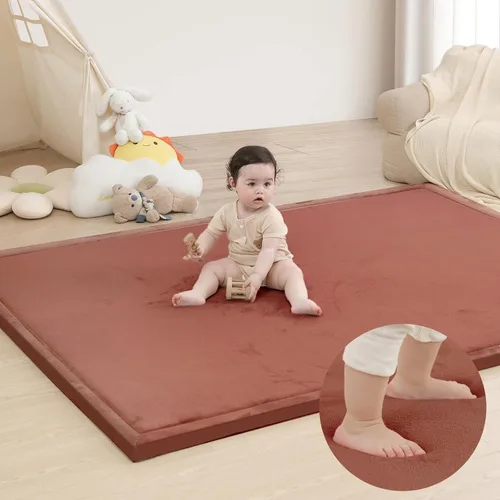 Vista 60 de Huloo Sleep - Tapete de juego para la habitación de bebés y niños pequeños, anticaídas, de espuma elástica de 1.3" de grosor, 28" x 72", terciopelo