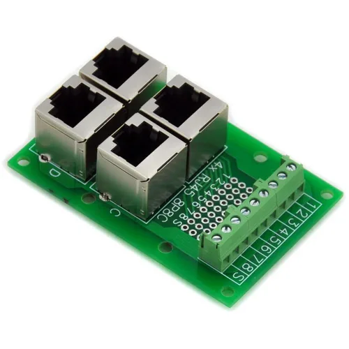 Vista 2 de Electronics-Salon RJ45 8P8C Jack Placa de conexión de bus de 4 vías, bloque de terminales, conector.
