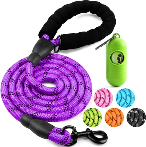 Vista 19 de COOYOO - Conjunto de 2 correas para perro de 5 pies, de alta resistencia, cómodo mango acolchado, correa reflectante para perros medianos y grandes