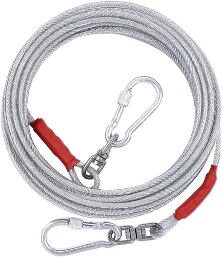 Vista 8 de Cable de amarre para perros de hasta 125/250 libras, correa y cadenas de 10/20/30/50 pies de largo, cable de pasillo para perros pequeños y grandes