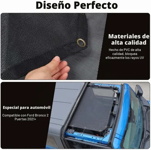 Vista 5 de Parasol de malla para el sol, cubierta superior de bikini proporciona protección solar UV en el techo, accesorios para Ford Bronco de 2 puertas 2021