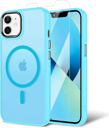 Vista 20 de Funda para iPhone 11 con protector de pantalla, compatible con MagSafe, ultra delgada, translúcida, mate, a prueba de golpes, color negro