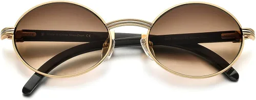 Vista 5 de HEPIDEM Gafas de sol 100 realmente Buffalo Horn hechas a mano para hombres gafas de sol redondas de lujo