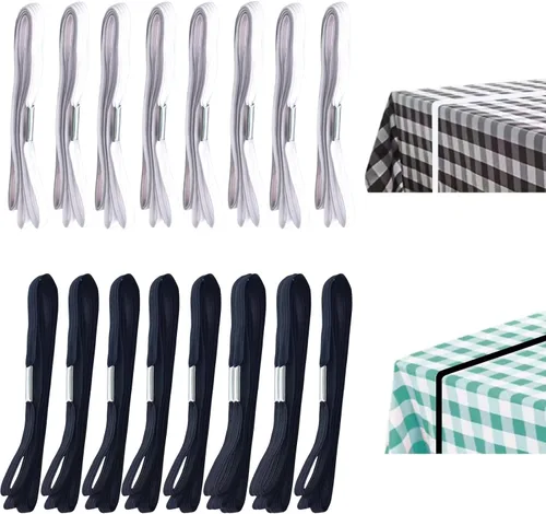 Vista 8 de Banda elástica para mantel de mesa con cuerda elástica para sujetar el mantel para picnic, campamento, mesas al aire libre, bodas, fiestas, etc.