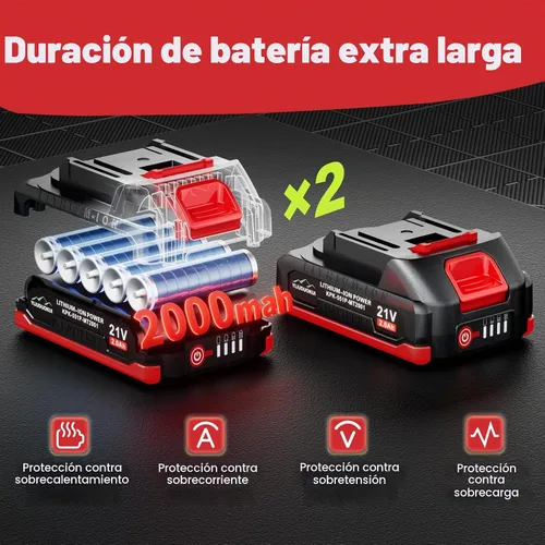 Vista 3 de Mini motosierra inalámbrica de 8" con 2 baterías Luz roja