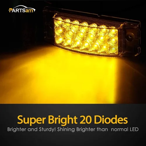 Vista 6 de Partsam 2 luces LED rectangulares rojas de 6 pulgadas para remolque, 21 diodos con reflectores+par de luces de marcador frontal lateral ámbar de 6