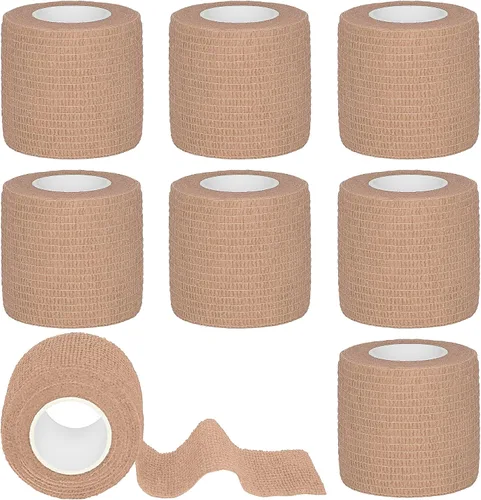 Vista 9 de Tindobewan Envoltura de vendaje autoadhesiva, 1 pulgada, 8 rollos, color negro Vendaje cohesivo transpirable Vet Tape Vendaje adhesivo elástico