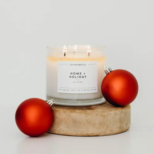 Vista 5 de Home & Holiday - Vela perfumada de 3 mechas, 43 horas de combustión, velas de soja de lujo de 3 mechas, velas de cera de soja no tóxicas, vela