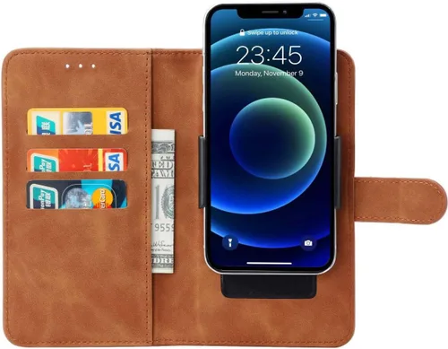 Vista 4 de Carcasa de cuero para BLU K2 Funda protectora, Funda con soporte para funda, funda para teléfono con [ranuras para efectivo y tarjetas], cubierta