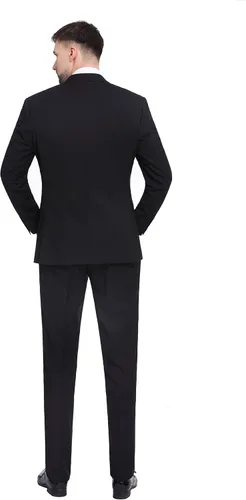 Vista 3 de P&L Traje de hombre ajustado de 2 piezas para negocios, boda, baile de graduación, chaqueta de primera calidad, conjunto de chaqueta y pantalones