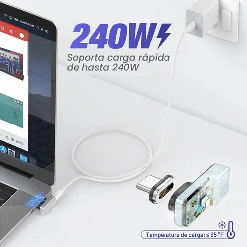 Vista 5 de Adaptador magnético USB C de 24 pines con 2 puntas, conector tipo C de 40