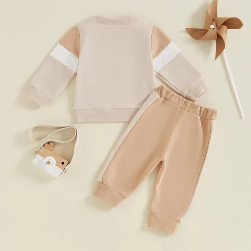 Vista 13 de Conjunto de sudadera de manga larga con cuello redondo y pantalones deportivos para bebés, ropa de invierno para bebé