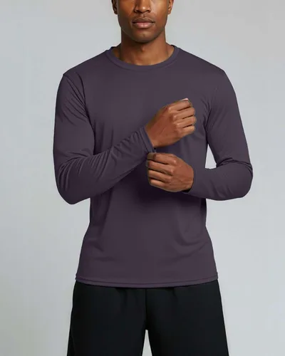 Vista 27 de Real Essentials Paquete de 4 unidades: camiseta de manga larga para hombre Dry Fit, disipa la humedad, protección solar FPU 50+ contra rayos