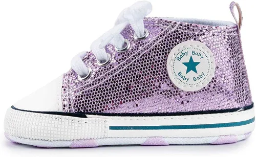 Vista 6 de Zapatos deportivos de lona para bebés y niñas con diseño de estrellas, suela antideslizante suave para recién nacidos, primeros caminantes