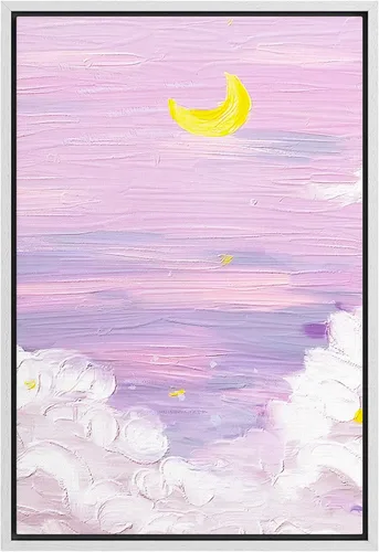Vista 37 de SIGNFORD Lienzo enmarcado para pared, acuarela pastel, rosa, puesta de sol, nube, naturaleza, ilustraciones de área silvestre, arte moderno