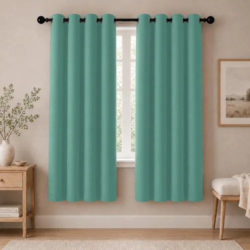 Vista 28 de Cortinas de oscurecimiento de habitación de 45 pulgadas de largo para dormitorio y sala de estar, cortinas térmicas aislantes con ojales