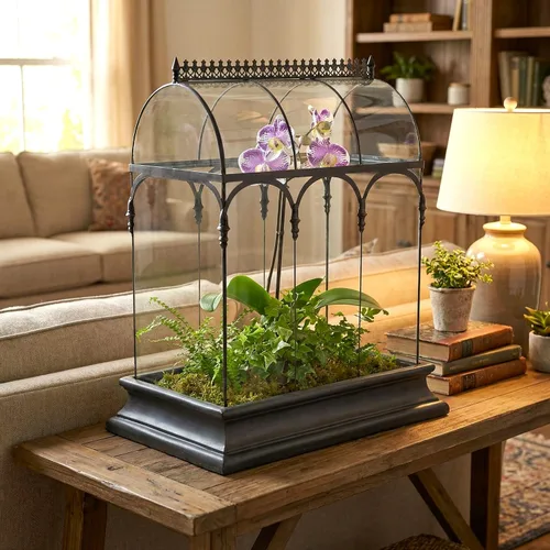 Vista 2 de Terrario grande de vidrio para plantas suculentas, contenedor tipo caja Wardian de H Potter WAR150