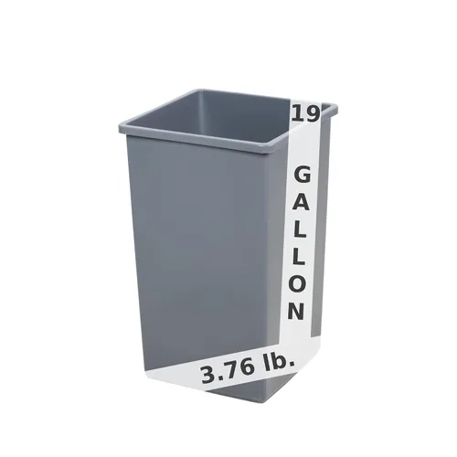 Vista 7 de Bote de basura cuadrado negro de 19 galones para restaurante, papelera comercial, papelera de plástico alto, papelera industrial, papelera cuadrada