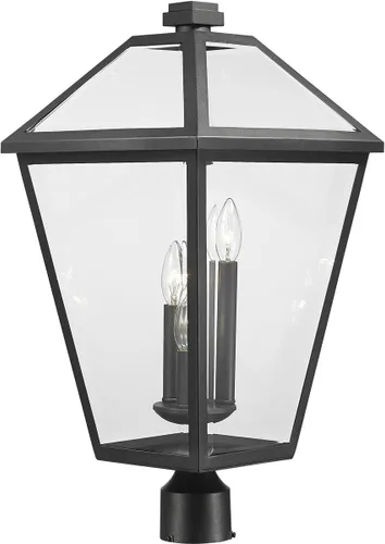 Vista 4 de Z-Lite Accesorio de montaje de poste exterior de 3 luces 579PHXLR-BK, biselado transparente