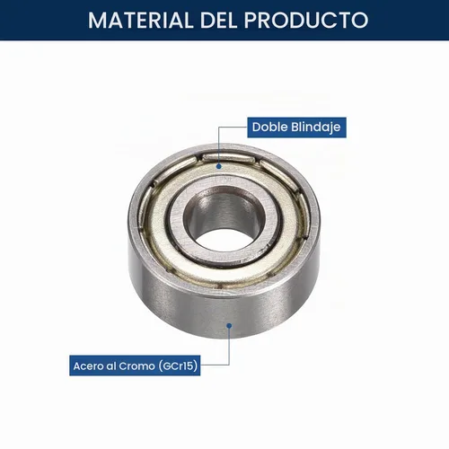 Vista 4 de R2ZZ Rodamientos de bolas de ranura profunda, ID 1/8" x DI 3/8" x Ancho 5/32" Rodamiento de bolas con doble blindado de metal cromo acero Z2 Palanca