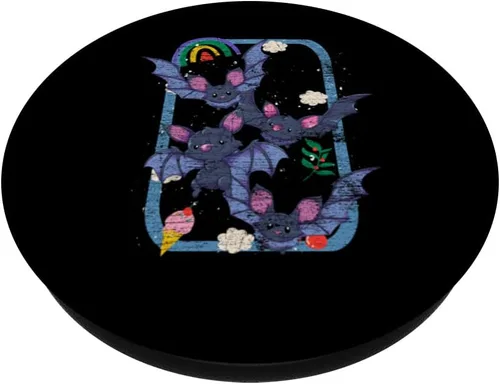 Vista 2 de Amante de los murciélagos de Halloween Animal Flying Bat lindo Rainbow Bat PopSockets intercambiables PopGrip
