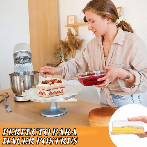 Vista 5 de Tanlade - Juego de 100 tazas de postre transparentes de 8 onzas con tapas y tenedores, tazas de plástico rectangulares desechables parfait
