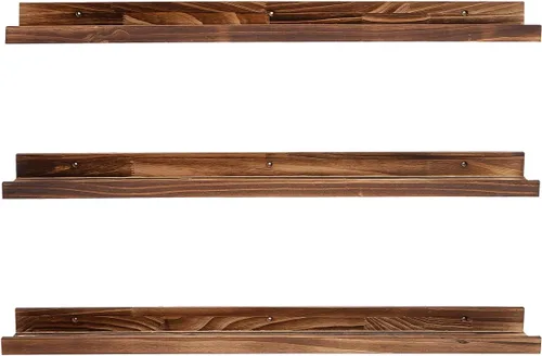 Vista 28 de MBYD Estantes flotantes de 36 pulgadas negros, estantes colgantes de madera, estante de repisa para fotos, estantes de repisa para fotos para pared