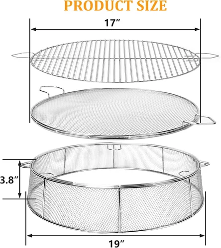 Vista 3 de Cubierta de protección contra chispas para hoguera de fogata, pantalla de chispas de acero inoxidable 304 para hoguera individual de 19.5 pulgadas